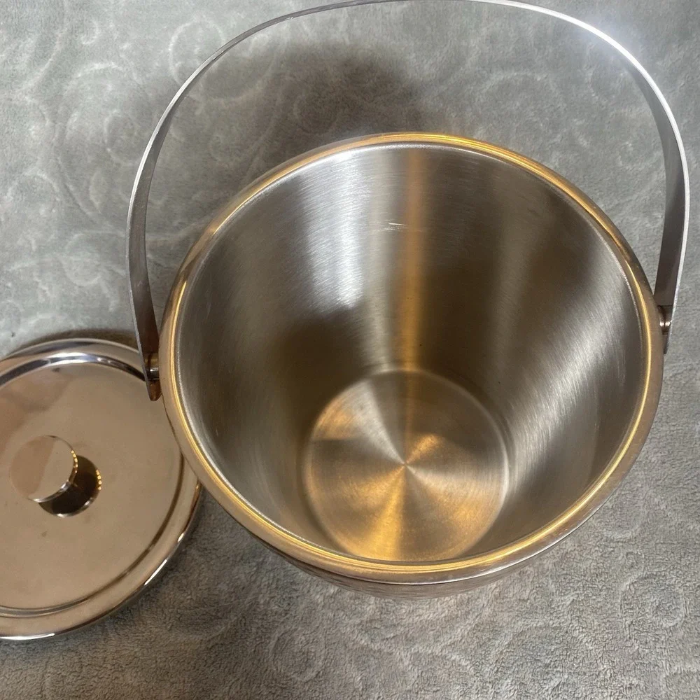 Hammered Copper Color &‎ Stainless Steel Ice Bucket Champaign Cooler Barware Lid